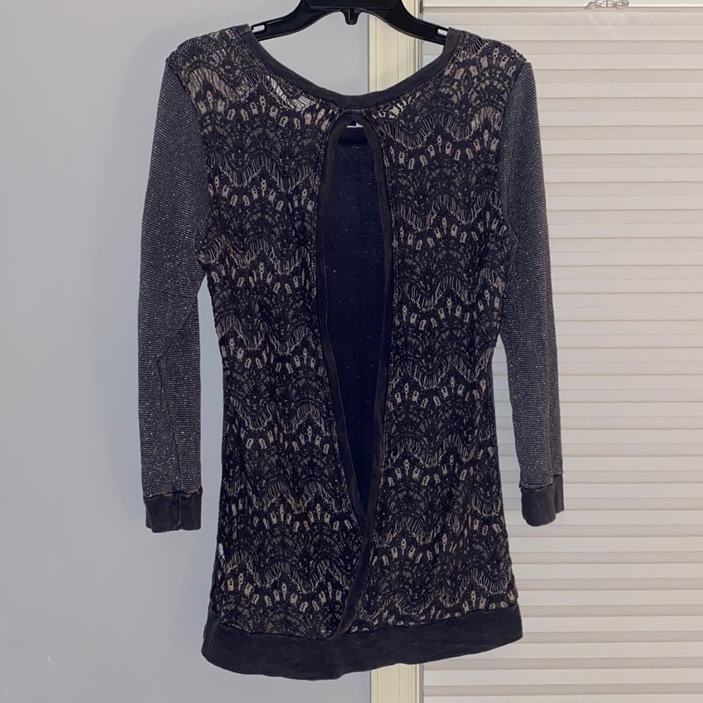 Crash & Burn Metallic Shirt with Back Slit